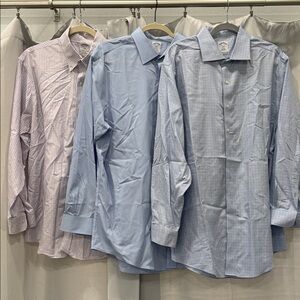 Set of 3 Men's Light Blue Dress Shirt - Classic Collared Shirt